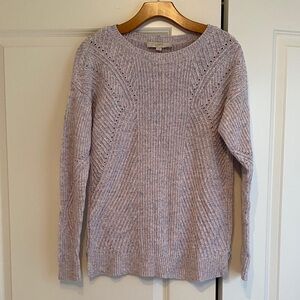 LOFT Light Lavender Ribbed Crewneck Sweater